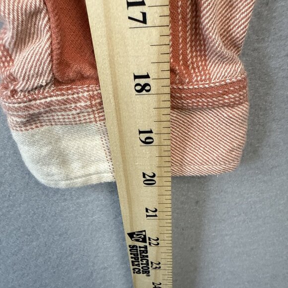 Mother The Overshirt Jacket Size S Hot Off the Block 100% Cotton Orange Plaid - Picture 7 of 11